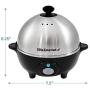 Elite Cuisine EGC-508 Egg Poacher, Omelet & Soft, Medium, Hard-Boiled Egg Cooker with Auto-Off, Buzzer and Stainless Steel Tray, 7 Egg Capacity, Black