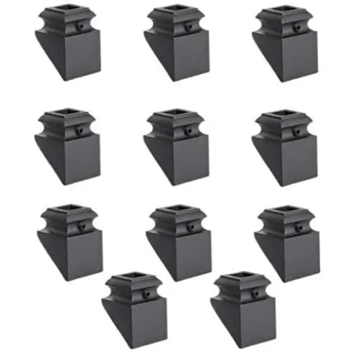 Iron Baluster Shoes - Slant Shoe with Screw - for Use with 1/2'' Square Balusters - Set of 10 (Satin Black)