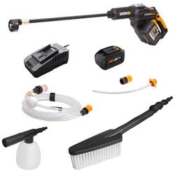 WORX WG630.2 20V 4.0Ah High Flow Hydroshot with Soap Bottle and Brush,Battery and Charger Included