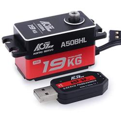 AGFrc 19KG Low-Profile High-Torque Programmable-Digital-Servo - Full Metal Gear CNC Case Brushless Servo for 1/10 RC Models, Control Angle 180° (A50BHL&AGF-SPV2)