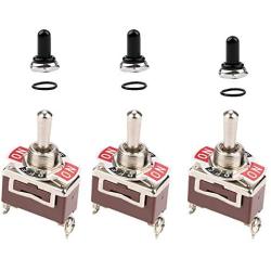 ESUPPORT Silver Contact Heavy Duty 20A 125V 15A 250V SPST 3 Terminal Pin (ON)-OFF-(ON) Momentary Rocker Toggle Switch Metal Bat Pack of 3