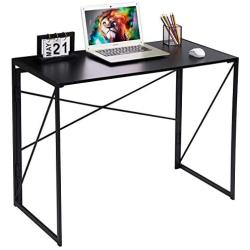 Writing Computer Desk Modern Simple Study Desk Industrial Style Folding Laptop Table for Home Office Notebook Desk Black