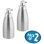 mDesign Modern Metal Foaming Soap Dispenser Pump Bottle for Kitchen Sink Countertop, Bathroom Vanity, Utility/Laundry Room, Garage - Save on Soap - Rust Free Aluminum - 2 Pack - Brushed/Silver