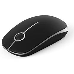 Jelly Comb 2.4G Slim Wireless Mouse with Nano Receiver, Less Noise, Portable Mobile Optical Mice for Notebook, PC, Laptop, Computer, MacBook MS001 (Black and Silver)