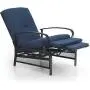 PHI VILLA Adjustable Patio Recliner Chair Metal Outdoor Lounge Chair with Removable Cushions Support 300lbs, Navy PHI VILLA Adjustable Patio Recliner Chair Metal Outdoor Lounge Chair with Removable Cushions Support 300lbs, Navy