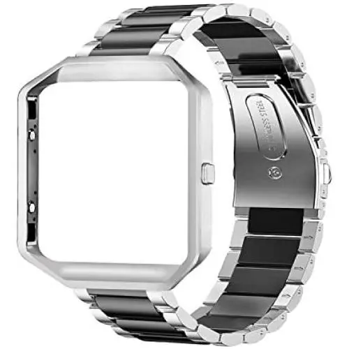 Oitom Metal Bands Compatible with Fitbit Blaze Large,Frame Housing+Stainless Steel Bracelet Replacement Accessory Strap Watch Band for Smart Fitness Watch(Silver Frame+Silver/Black Band) Oitom Metal Bands Compatible with Fitbit Blaze Large,Frame Housing+Stainless Steel Bracelet Replacement Accessory Strap Watch Band for Smart Fitness Watch(Silver Frame+Silver/Black Band)