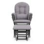 Storkcraft Premium Hoop Glider and Ottoman (Gray Base, Gray Swirl Cushion) – Padded Cushions with Storage Pocket, Smooth Rocking Motion, Easy to Assemble, Solid Hardwood Base