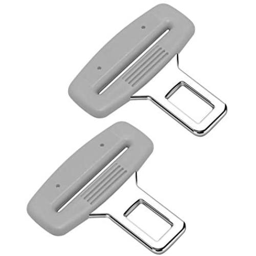 MOCHENT 2 Pack Seat Belt Clip - Car Seat Belt Buckle Stainless Steel Metal Universal Safety Seat Belt Silencer Alarm Stopper Insert Plug for All Vehicles Cars (Gray)