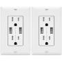 TOPGREENER 3.1A USB Outlet, USB Wall Outlet, 15A TR Receptacle, for iPhone XS/MAX/XR/X/8/7/6s/Plus, iPad, LG, HTC and more, Compatible Samsung Galaxy S9/S8/S7/S6, Note9/8/7 and more, 2-Pack, White