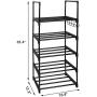 DazHom 5-Tier Shoe Rack Storage Organizer, Stackable Shoe Tower Shoe Racks, Closet Portable Organizer Shoe Shelf Space Saving, Durable Metal Shoe Shelves Holds 10 Pairs, Black