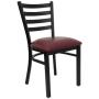 Flash Furniture HERCULES Series Black Ladder Back Metal Restaurant Chair - Burgundy Vinyl Seat