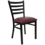 Flash Furniture HERCULES Series Black Ladder Back Metal Restaurant Chair - Burgundy Vinyl Seat