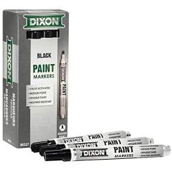 DIXON Industrial Paint Markers, Medium Tip, Box of 12 Markers, Black (80227)