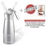 ZOEMO Professional Whipped Cream Dispenser 250ml (N2O Cartriges NOT INCLUDED) - Cream Whipper With Sturdy Aluminum Body And Head - Half Pint Whipper Creates 2-3 Pints of Fresh Whip Cream