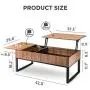 WLIVE Wood Lift Top Coffee Table with Hidden Storage Compartment, Side Drawer and Metal Frame, Lift Tabletop Dining Table for Home, Living Room, Office WLIVE Wood Lift Top Coffee Table with Hidden Storage Compartment, Side Drawer and Metal Frame, Lift Tabletop Dining Table for Home, Living Room, Office