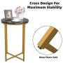Mecor Modern Round Side End Accent Table with Faux Marble Table Top and Gold Metal Frame, Beside Sofa Table Nightstand for Living Room Bedroom, Easy to Assemble, Black