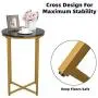 Mecor Modern Round Side End Accent Table with Faux Marble Table Top and Gold Metal Frame, Beside Sofa Table Nightstand for Living Room Bedroom, Easy to Assemble, Black
