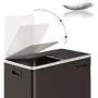 SONGMICS Trash Garbage Can, 16 Gal (60L) Rubbish, Metal Step Bin, with Dual Compartments, Plastic Inner Buckets and Hinged Lids, Handles, Soft Closure, Airtight, Brown ULTB60BR SONGMICS Trash Garbage Can, 16 Gal (60L) Rubbish, Metal Step Bin, with Dual Compartments, Plastic Inner Buckets and Hinged Lids, Handles, Soft Closure, Airtight, Brown ULTB60BR