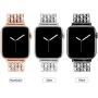 Goton Band Compatible with Apple Watch Band 40mm 38mm , Women Beads Link Crystal Bling Stainless Metal Replacement Strap for iWatch Band Series SE 6 5 4 3 2 1 (Silver, 40mm 38mm)