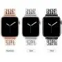 Goton Band Compatible with Apple Watch Band 44mm 42mm , Women Beads Link Crystal Bling Stainless Metal Replacement Strap for iWatch Band Series SE 6 5 4 3 2 1 (Rosegold, 44mm 42mm)