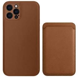 Phone Case Cover and Mag-Safe Leather Wallet Card Holder Magnetic (Brown, for iPhone 12 PRO)