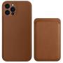 Phone Case Cover and Mag-Safe Leather Wallet Card Holder Magnetic (Brown, for iPhone 12 PRO)