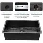 Lordear 32 Inch Black Kitchen Sink Undermount 16 Gauge Stainless Steel Gunmetal Black Single Bowk Kitchen Sink Basin