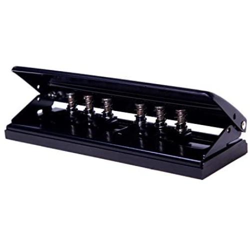 Chris-Wang Adjustable Metal 6-Hole Paper Punch Puncher for A5/Personal/Pocket Size Six Ring Binder Day Planner Inserts Pages - 6 Sheet Capacity - 6mm Hole Diameter