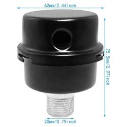 WHYHKJ 1/2'' Thread 20mm Air Compressor Parts Metal Air Compressor Intake Filter Noise Muffler Silencer, Black