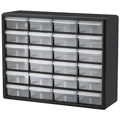 Akro-Mils 24 Drawer 10124, Plastic Parts Storage Hardware and Craft Cabinet, (20-Inch W x 6-Inch D x 16-Inch H), Black (1-Pack)