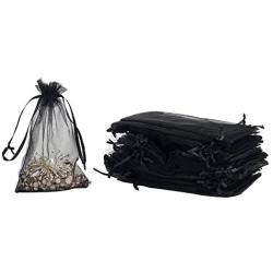 HRX Package 100pcs Black Organza Gift Bags 4 x 6 inches Wedding Christmas Favors Jewelry Pouches