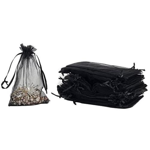 HRX Package 100pcs Black Organza Gift Bags 4 x 6 inches Wedding Christmas Favors Jewelry Pouches