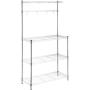 Amazon Basics Kitchen Storage Bakers Rack with Wood Table, Chrome/Wood - 63.4'' Height