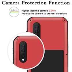 Simicoo Samsung A30S Military Metal Bumper Silicone Case Full Body Cover Built-in Gorilla Glass Heavy Duty Hybrid Shockproof Armor Impact Rugged Tough Case for Galaxy A30S (A30S, Red)