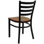 Flash Furniture HERCULES Series Black Ladder Back Metal Restaurant Chair - Cherry Wood Seat