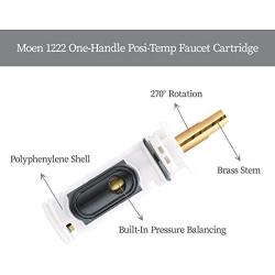 D-Will 1222 One-Handle Posi-Temp Faucet Cartridge Replacement for Moen Tub Shower and Shower Replacement Part 1222 1222B, Silicone Oil Included, Brass and Plasti