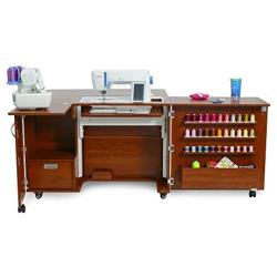 Arrow K8405 Wallaby II Kangaroo Sewing, Cutting, Quilting, Crafting Cabinet and Table, Includes Storage and Airlift, Portable with Wheels, Teak Finish