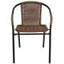 Flash Furniture Medium Brown Rattan Indoor-Outdoor Restaurant Stack Chair