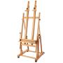 Creative Mark Saint Remy Wooden H-Frame Artist Studio Floor Easel Double Mast Adjustable Multi Angles to Flat for Small to Extra Large Canvas Paintings up to 60''w x 82'' h - Oiled Beechwood