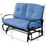 Giantex Loveseat Outdoor Patio Rocking Glider Cushioned 2 Seats Steel Frame Furniture (Navy)