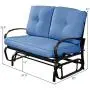 Giantex Loveseat Outdoor Patio Rocking Glider Cushioned 2 Seats Steel Frame Furniture (Navy)