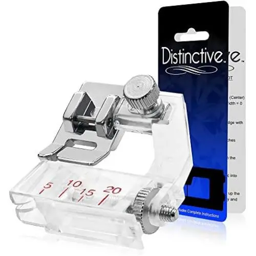 Distinctive Tape Binding Sewing Machine Presser Foot - Fits All Low Shank Snap-On Singer, Brother, Babylock, Euro-Pro, Janome, Kenmore, White, Juki, New Home, Simplicity, Elna and More! Distinctive Tape Binding Sewing Machine Presser Foot - Fits All Low Shank Snap-On Singer, Brother, Babylock, Euro-Pro, Janome, Kenmore, White, Juki, New Home, Simplicity, Elna and More!