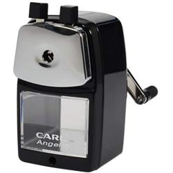 Carl Angel-5 Manual Pencil Sharpener with Metal Table Mount. Quiet for The Classroom, Home & Office, Black (CUI19018)