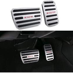 Thenice for 10th Gen Civic Anti-Slip Foot Pedals Aluminum Brake and Accelerator Pedal No Drilling Covers for Honda Civic 2020 2019 2018 2017 -Silver (red logo)