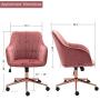 Duhome Home Office Chair Computer Desk Chair Armchair Task Chair Velvet Upholstered Chair Height Adjustable Comfortable Stool Swivel Rolling Chair with Rose Gold Metal Base for Office Study Pink