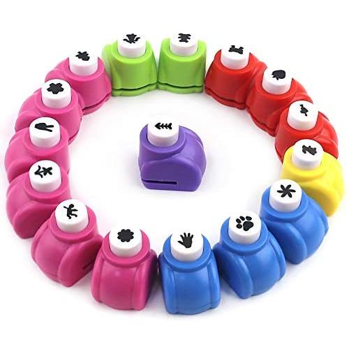 LOVEINUSA Punch Craft Set, 16 Pack Mini Craft Punch Scrapbooking Punch Whole Puncher Shapes Scrapbooking Supplies Shapes Hole Punch Great for Crafting Fun Projects