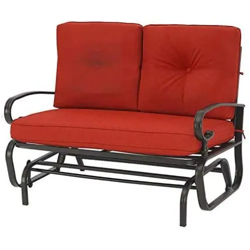 Incbruce Outdoor Swing Glider Rocking Chair Patio Bench for 2 Person, Garden Loveseat Seating Patio Steel Frame Chair Set with Cushion, Red Incbruce Outdoor Swing Glider Rocking Chair Patio Bench for 2 Person, Garden Loveseat Seating Patio Steel Frame Chair Set with Cushion, Red