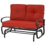 Incbruce Outdoor Swing Glider Rocking Chair Patio Bench for 2 Person, Garden Loveseat Seating Patio Steel Frame Chair Set with Cushion, Red