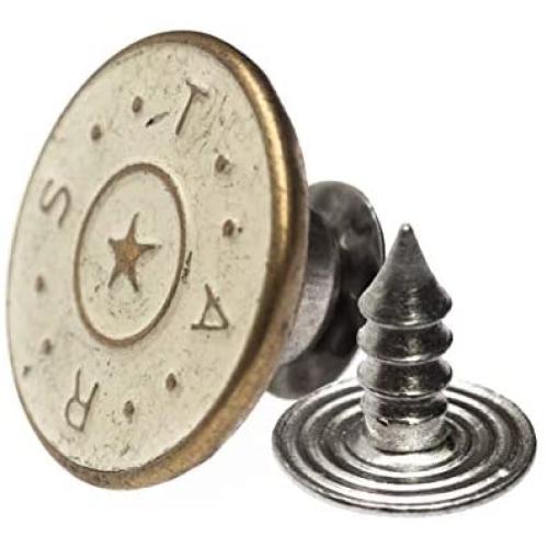 20 Sets 17mm Replacement Jeans Buttons Pants Metal Button Snap Denim Buttons Replacement Kit Suspender No Sew Buttons with Rivets