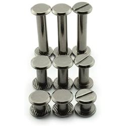 60 Sets Black Chicago Screws Assorted Kit 1/4 1/2 1 Inches Screw Posts Metal Accessories Nail Rivet Chicago Button for DIY Leather Decoration Bookbinding Round Flat Head Stud Screw M5x6/12/25mm